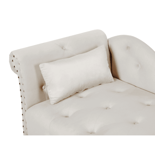 Chaise longue à esquerda IVRY Veludo Creme claro