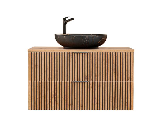 Mueble lavabo individual 100cm gaia madera y negro - lavabo negro