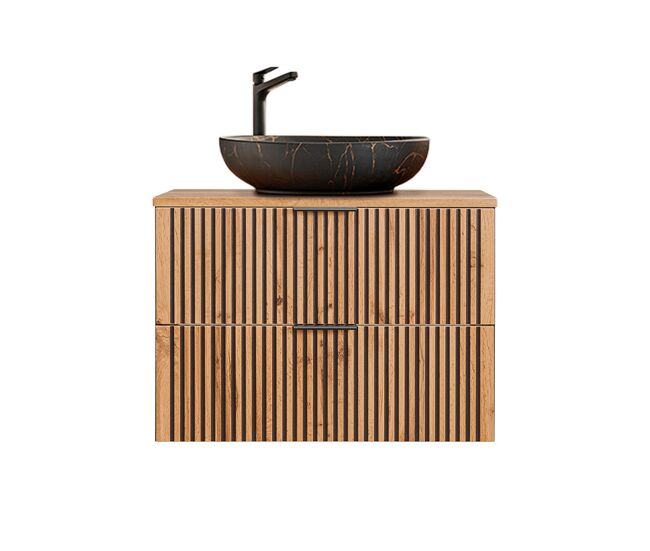 Mueble lavabo individual 80cm gaia madera y negro - lavabo negro