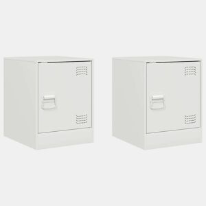 vidaXL Mesas de cabeceira 2 pcs 34,5x39x44 cm aço branco