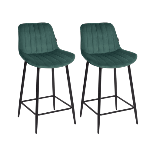 Conjunto de 2 bancos de bar DUBROVNIK Veludo Verde esmeralda
