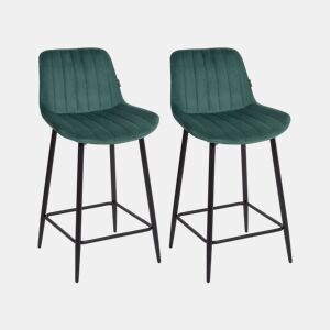 Conjunto de 2 bancos de bar DUBROVNIK Veludo Verde esmeralda