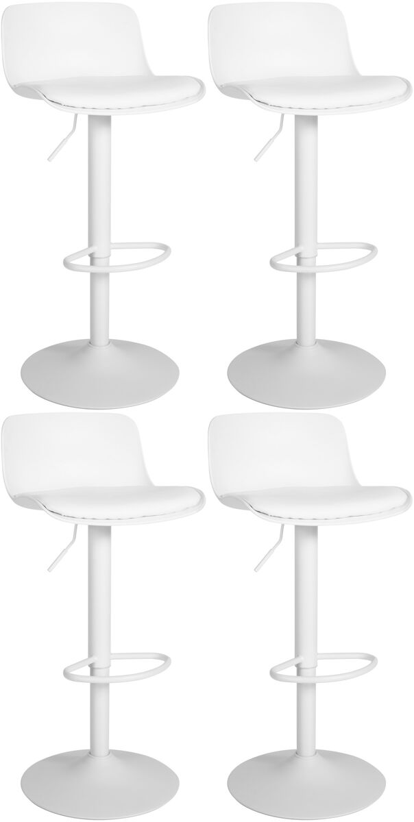 Set de 4 taburetes de bar almada con asiento en polipiel simil cuero blanco 46x43.5x75 cm