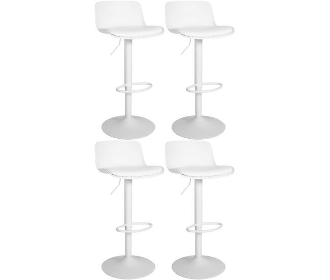 Set de 4 taburetes de bar almada con asiento en polipiel simil cuero blanco 46x43.5x75 cm