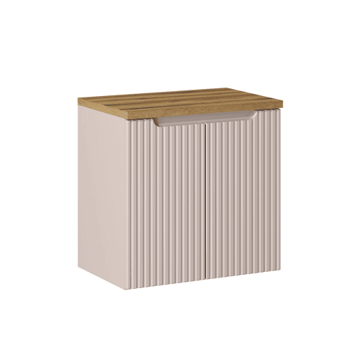 Móvel sob lavatório 60cm 2 portas tampo Riva Caxemira e Madeira