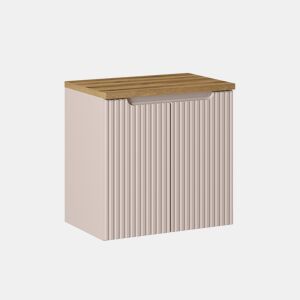 Móvel sob lavatório 60cm 2 portas tampo Riva Caxemira e Madeira