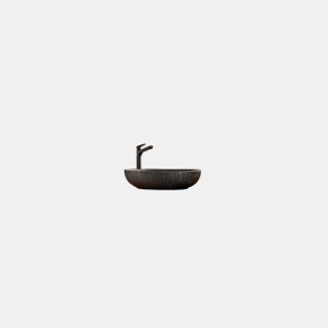 Conjunto móvel lavatório simples 100cm coluna e 3 armários murais Gaia Madeira e Preto Lavatório preto