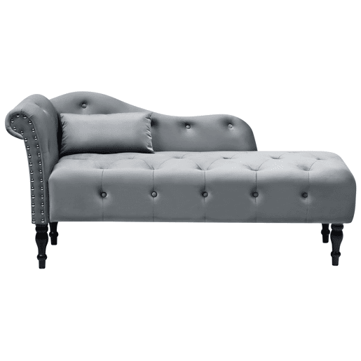 Chaise longue à esquerda IVRY Veludo Cinzento