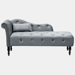 Chaise longue à esquerda IVRY Veludo Cinzento
