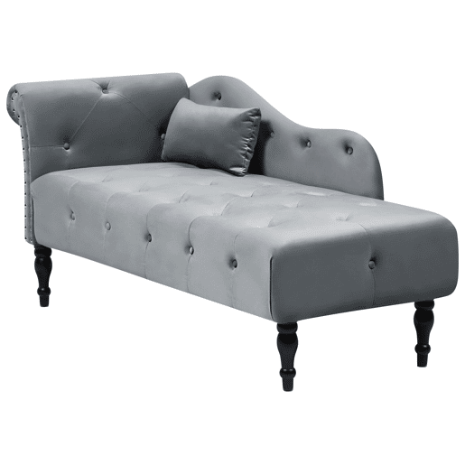 Chaise longue à esquerda IVRY Veludo Cinzento
