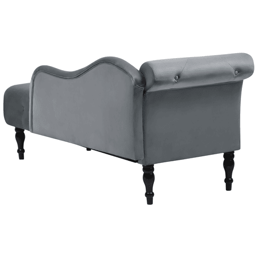 Chaise longue à esquerda IVRY Veludo Cinzento