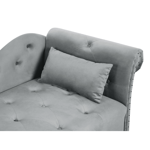Chaise longue à esquerda IVRY Veludo Cinzento