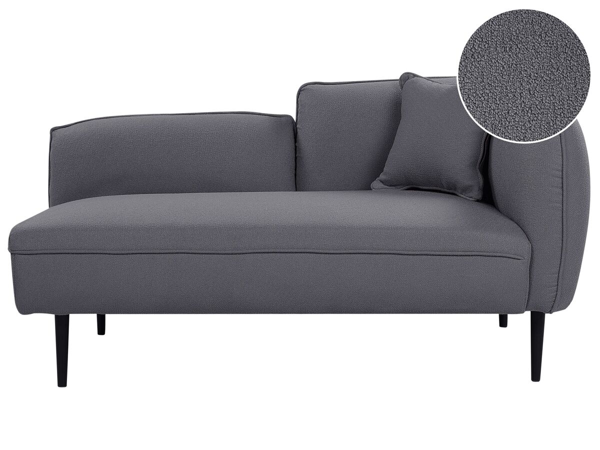 Beliani Chaise longue derecho Bouclé CHEVANNES Gris Oscuro