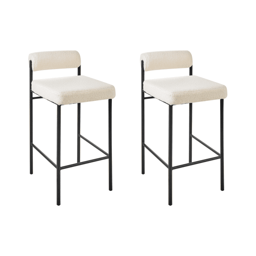 Conjunto de 2 bancos de bar AMAYA Bouclé Branco creme