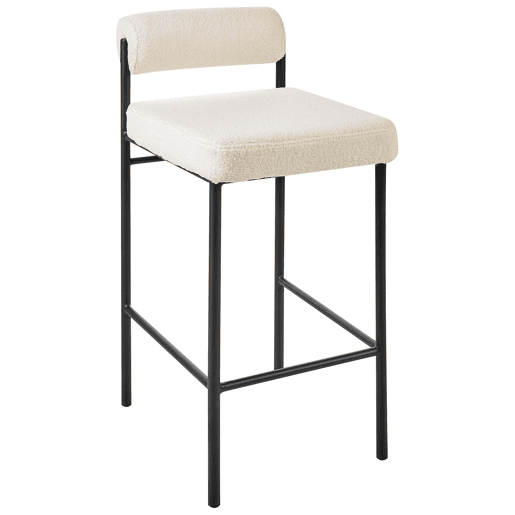Conjunto de 2 bancos de bar AMAYA Bouclé Branco creme