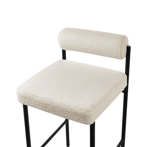 Conjunto de 2 bancos de bar AMAYA Bouclé Branco creme