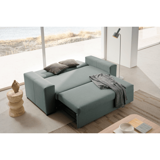 Sofá-cama de luxo de 3 lugares na cor Capri Blue.