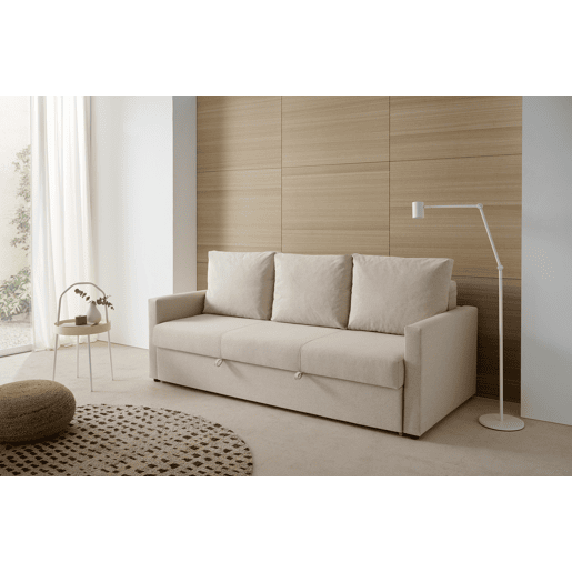 Sofá-cama de 3 lugares de alta qualidade, bege Eden.