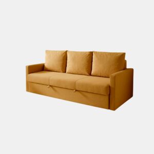 Sofá-cama de 3 lugares de alta qualidade, cor amarelo Eden.