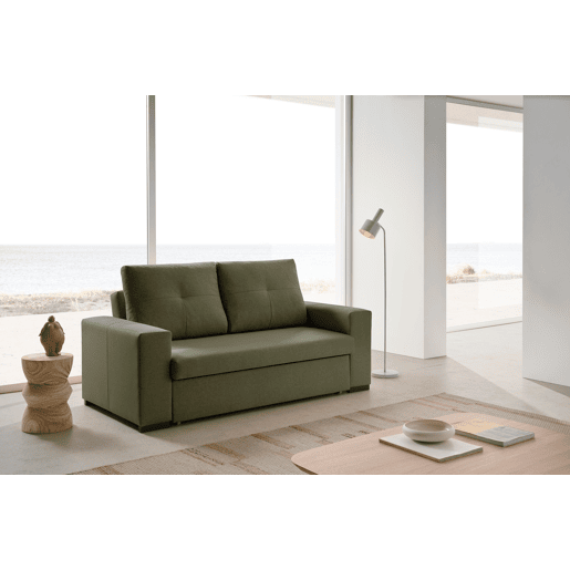 Sofá-cama de luxo de 3 lugares na cor verde Capri.
