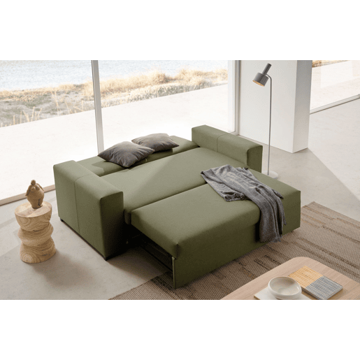 Sofá-cama de luxo de 3 lugares na cor verde Capri.