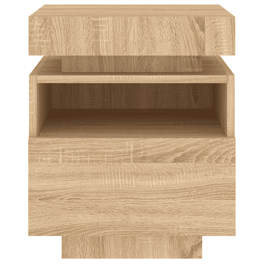 vidaXL Mesa de cabeceira com luzes LED 40x39x48,5 cm carvalho sonoma