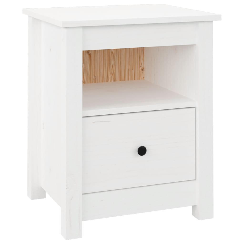 Vidaxl mesita de noche madera maciza de pino blanco 40x35x49 cm
