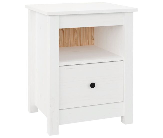 Vidaxl mesita de noche madera maciza de pino blanco 40x35x49 cm