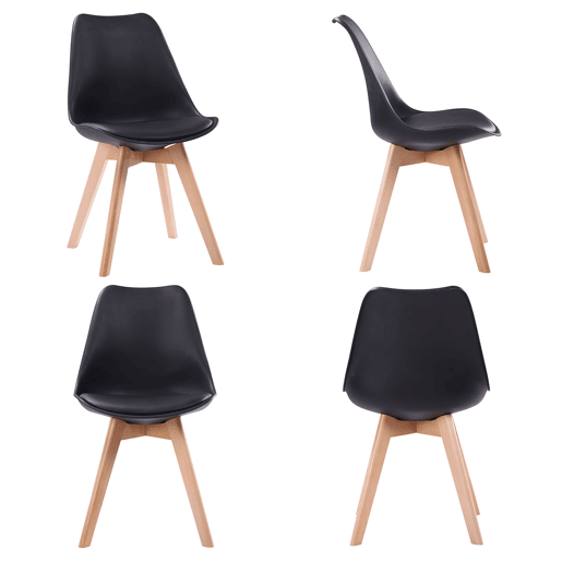 Mesa redonda MARTHA 120cm y 4 sillas NORA negro
