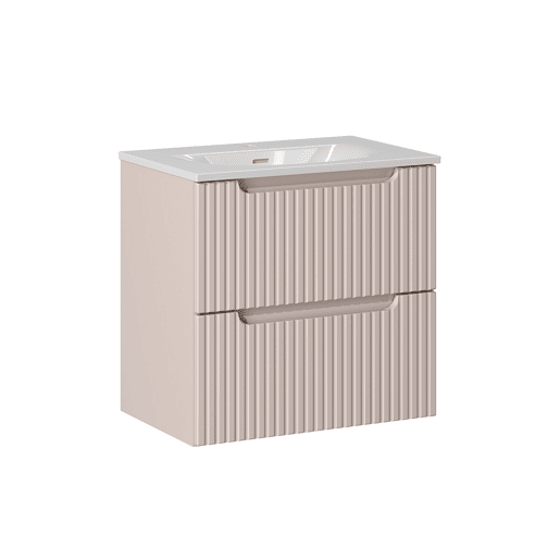 Lavatório simples integrado 60cm 2 gavetas Riva Cashmere