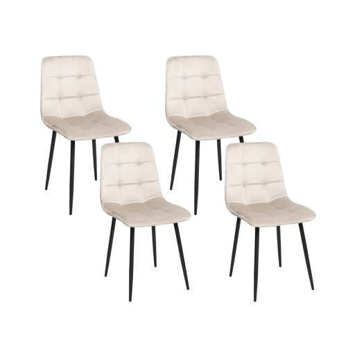 Conjunto de 4 cadeiras de jantar POWELL Veludo Creme
