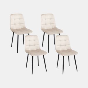Conjunto de 4 cadeiras de jantar POWELL Veludo Creme