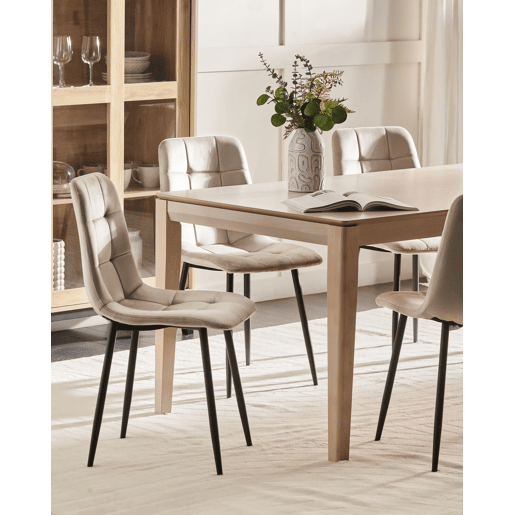 Conjunto de 4 cadeiras de jantar POWELL Veludo Creme