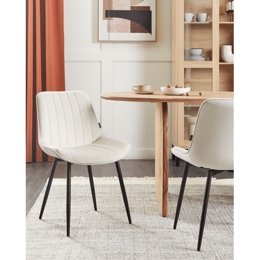 Conjunto de 2 cadeiras de jantar DUBROVNIK Veludo Creme claro