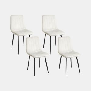 Conjunto de 4 cadeiras de jantar KALISPELL Veludo Branco creme