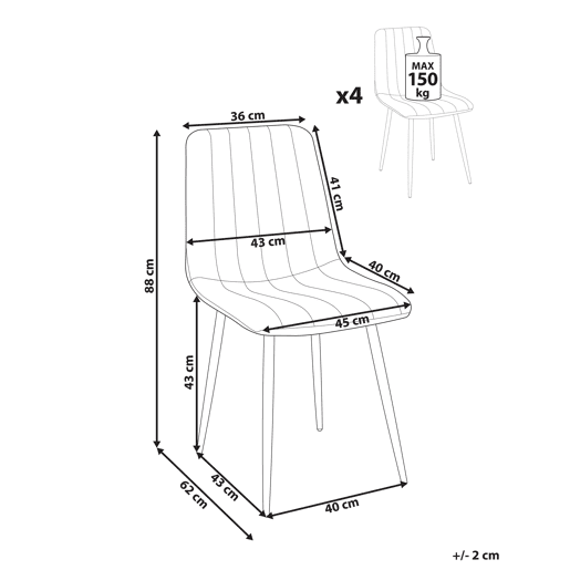 Conjunto de 4 cadeiras de jantar KALISPELL Veludo Branco creme