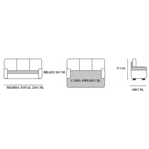 Sofá-cama de 3 lugares Eden Graphite High-End Sofá-cama de 3 lugares Eden Graphite High-End