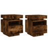 vidaXL Mesas cabeceira c luzes LED 2 pcs 40x39x48,5cm carvalho fumado