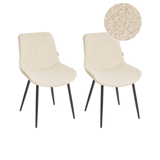 Conjunto de 2 cadeiras de jantar DUBROVNIK Bouclé Creme claro
