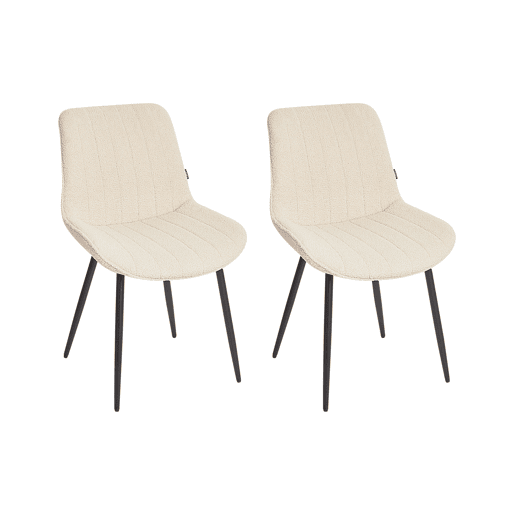 Conjunto de 2 cadeiras de jantar DUBROVNIK Bouclé Creme claro