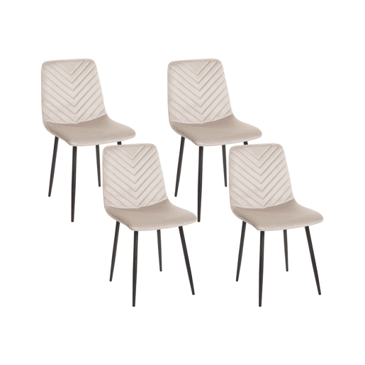 Conjunto de 4 cadeiras de jantar HAVRE Veludo Creme Conjunto de 4 cadeiras de jantar HAVRE Veludo Creme
