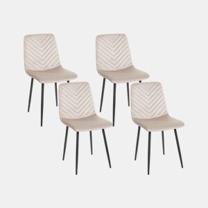 Conjunto de 4 cadeiras de jantar HAVRE Veludo Creme