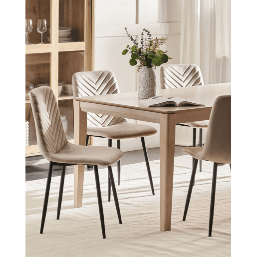 Conjunto de 4 cadeiras de jantar HAVRE Veludo Creme Conjunto de 4 cadeiras de jantar HAVRE Veludo Creme