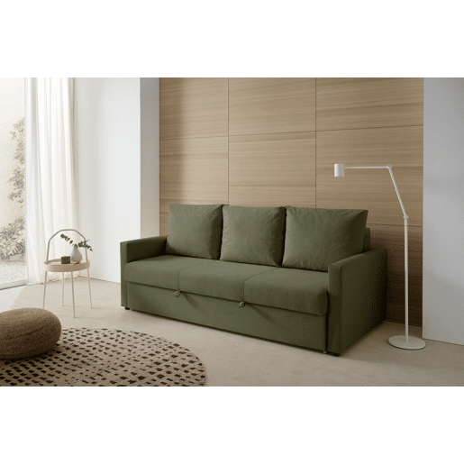 Sofá-cama de 3 lugares de alta qualidade na cor verde Eden