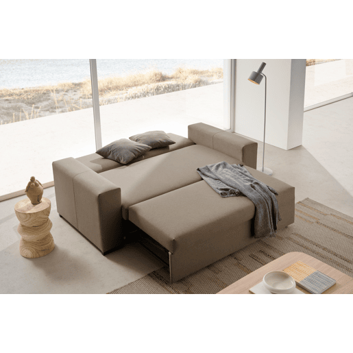 Sofá-cama Capri de 3 lugares de alta qualidade na cor tostada.