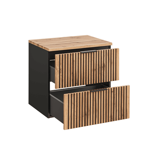 Móvel de lavatório simples 60cm com pedestal Madeira e Preto Gaia Lavatório Preto