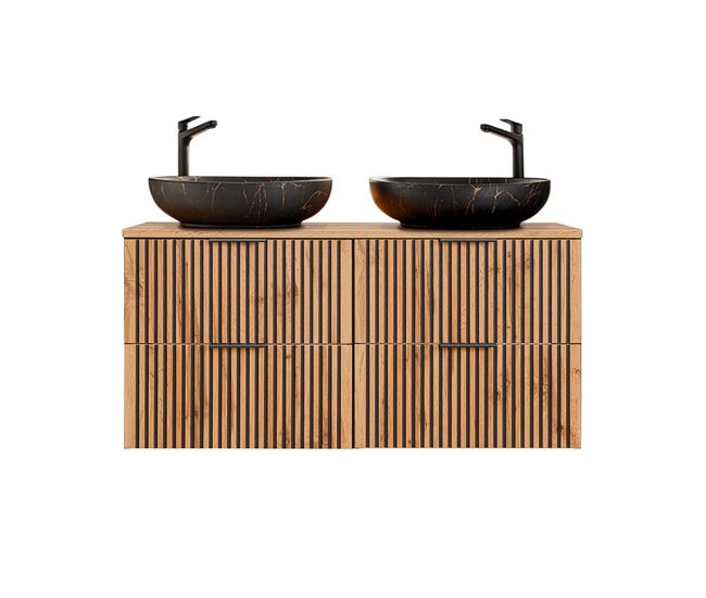 Mueble doble lavabo 120cm gaia madera y negro - lavabo negro
