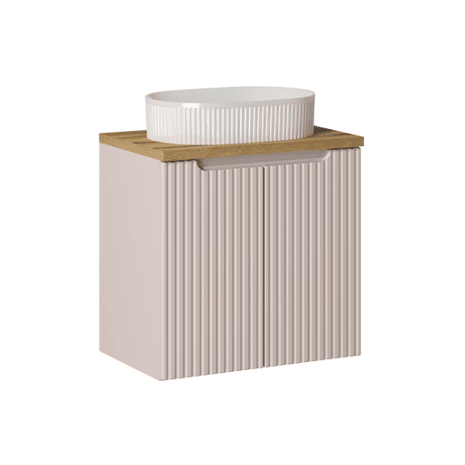 Móvel simples lavatório 60cm 2 portas Riva Caxemira e Madeira