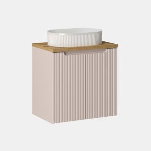 Móvel simples lavatório 60cm 2 portas Riva Caxemira e Madeira