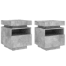 vidaXL Mesas cabeceira c luzes LED 2 pcs 40x39x48,5cm cinza-cimento